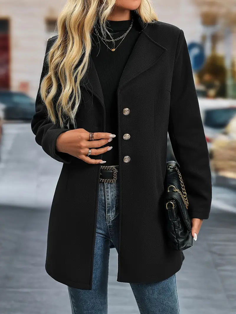 Maisie Long Coat Femme – Élégant Manteau d’Hiver avec Coupe Structurée & Col Classique