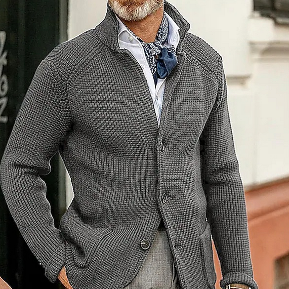 Edward Vintage Blazer for Men – Elegant High Collar, Long Sleeves & Timeless Style