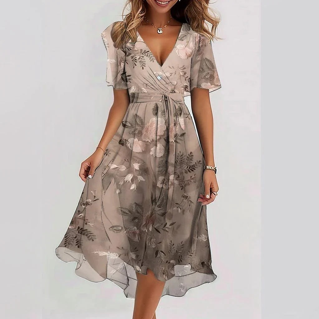 Clara Women's Dress – Elegant Short Sleeve Dress with Flattering Cut & Timeless Design