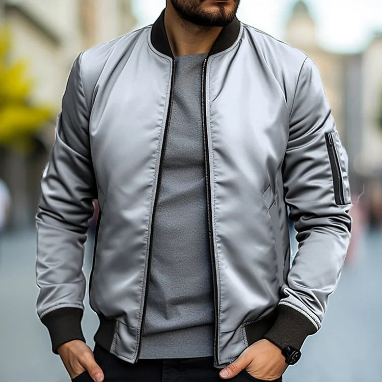 Linus Bomber Jacket for Men – Lightweight Autumn Streetwear with Stand-Up Collar