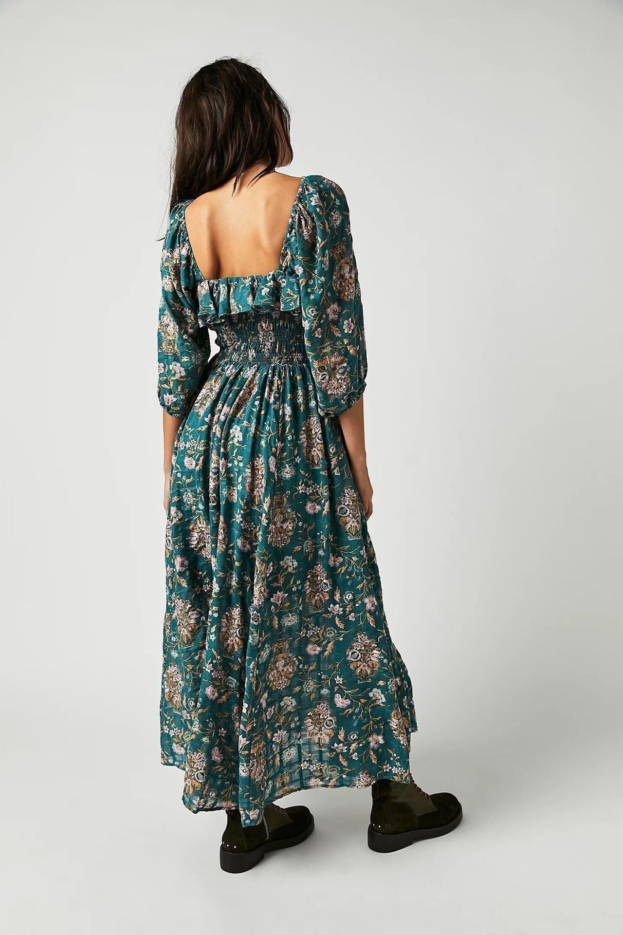 Quinn Robe Midi Femme – Robe en Coton à Fleurs avec Style Bohème Romantique & Coupe Flatteuse