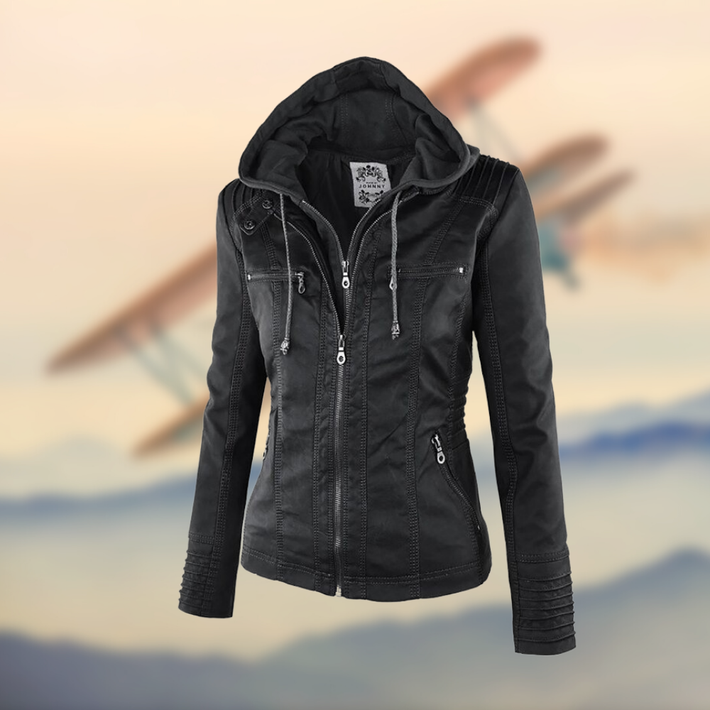 Vivian Veste Femme – En Cuir Souple avec Capuche, Élégante & Polyvalente au Quotidien