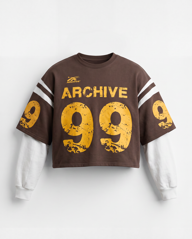 ARCHIVE #99 BROWN DOUBLE SLEEVED SHIRT