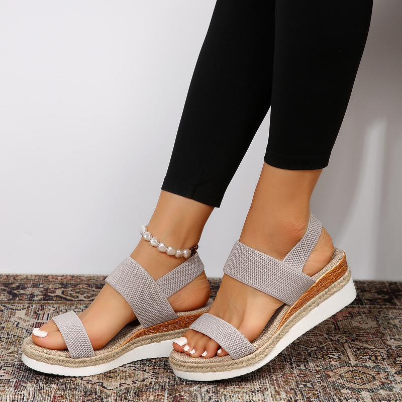 Anna Sandales à Plateau Femme – Brides Élastiques & Sandales d'Été Confortables au Look Stylé