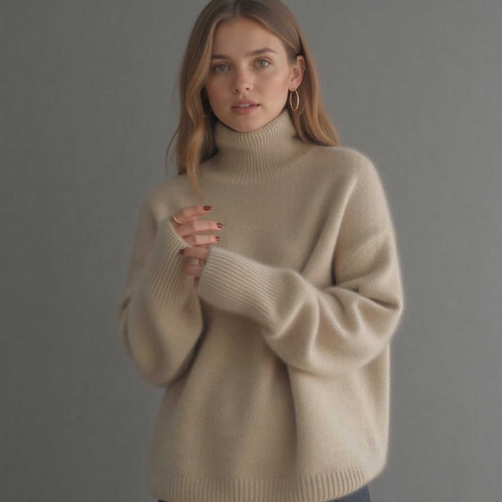 Sydney Women's Oversized Turtleneck Cashmere Sweater – Soft, Warm & Elegant