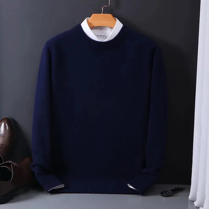 Daniel Men's Crew Neck Sweater – Light Blue, Soft & Elegant Comfort in Cashmere Wool Blend