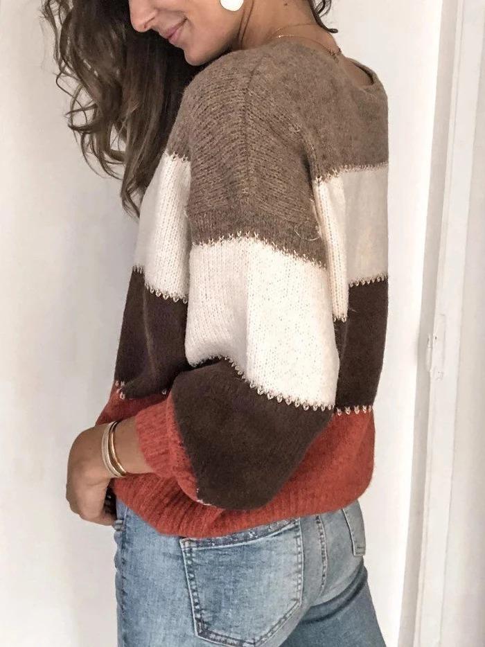 Sarah Pull Femme – Pull Rayé Confortable en Laine Douce au Style Classique & Élégant