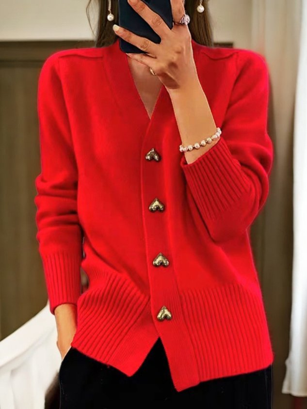 Paulina Women's Cardigan – Elegant Warm Cardigan with Heart-Shaped Buttons