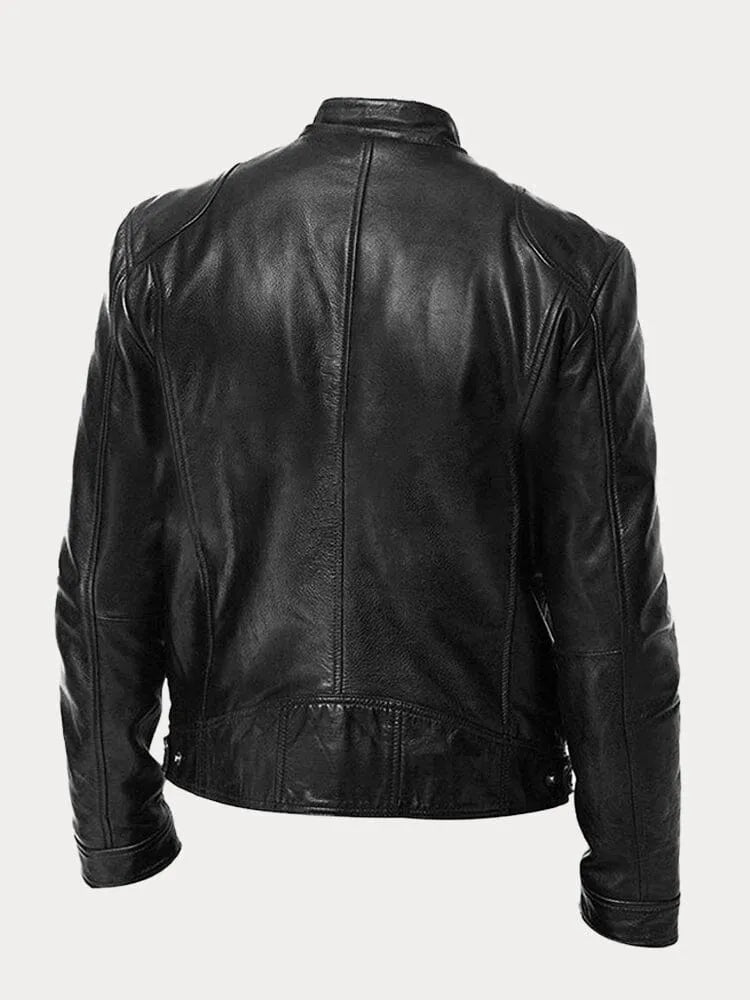 Dave Men's Biker Jacket – Trendy PU Leather with Classic Cut & Soft Cotton Lining