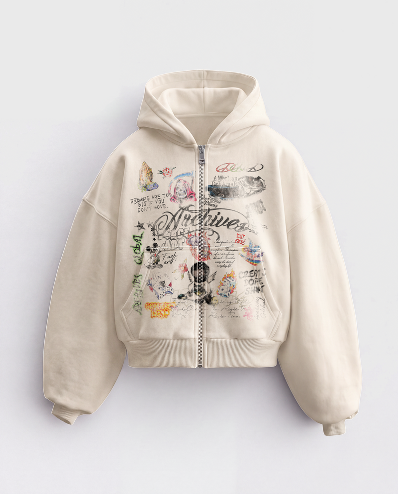'GRAFFITI DREAMS' HEAVYWEIGHT BOXY ZIPUP HOODIE