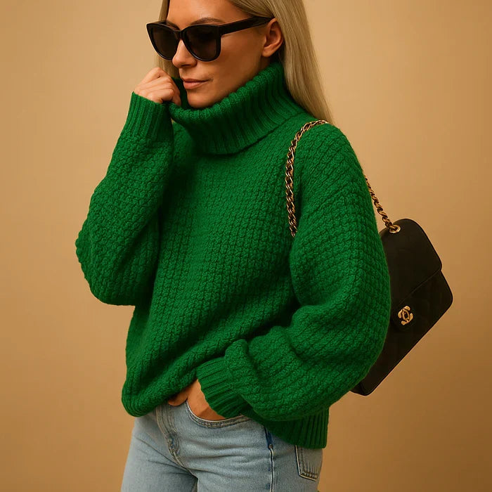 Hyacinth Women's Turtleneck Sweater – Thick Casual Knit & Chic Neutral Color