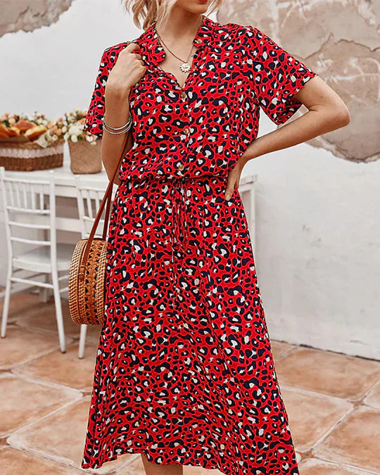 Robe Midi Femme Genevieve – Imprimé à Pois avec Taille Cintrée pour Événements Décontractés et de Journée