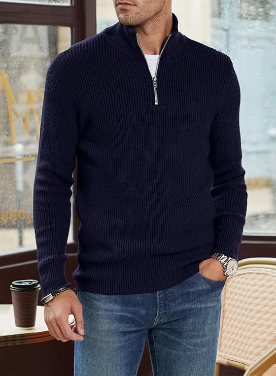 Trenton Pull Homme – Demi-Zip Moderne & Confortable au Style Italien Élégant