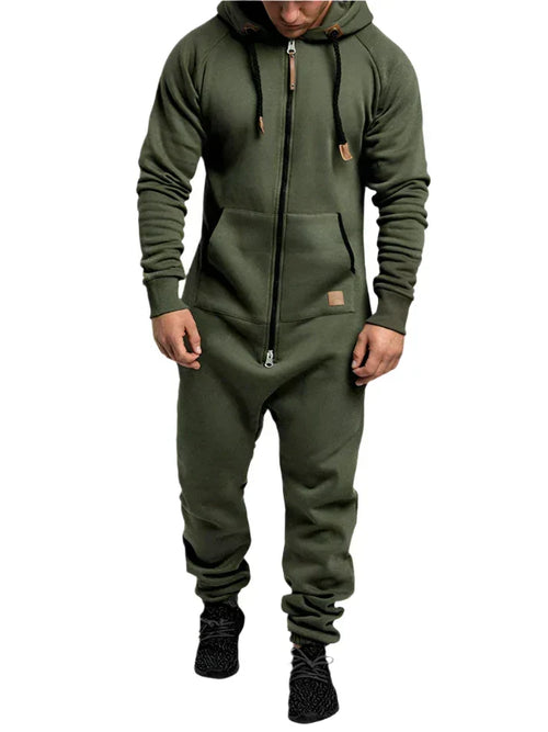 Riston Men's Jumpsuit – Warm Hooded Fleece Jumpsuit in Casual Style