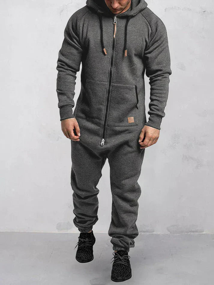 Riston Men's Jumpsuit – Warm Hooded Fleece Jumpsuit in Casual Style