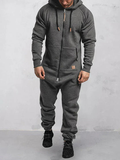 Riston Men's Jumpsuit – Warm Hooded Fleece Jumpsuit in Casual Style