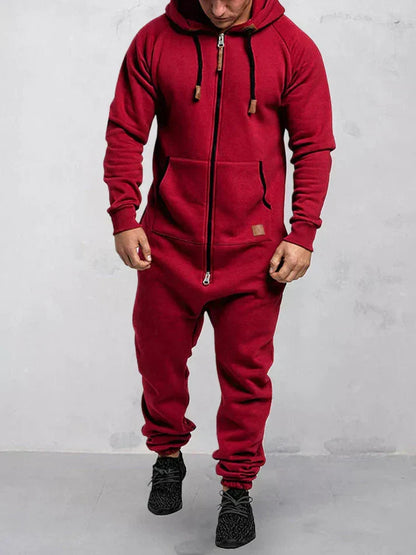 Riston Men's Jumpsuit – Warm Hooded Fleece Jumpsuit in Casual Style
