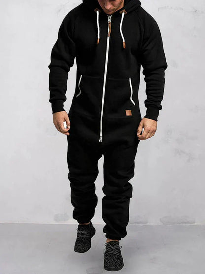 Riston Men's Jumpsuit – Warm Hooded Fleece Jumpsuit in Casual Style
