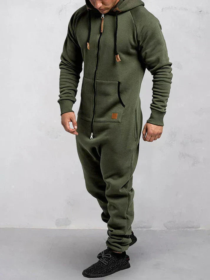 Riston Men's Jumpsuit – Warm Hooded Fleece Jumpsuit in Casual Style