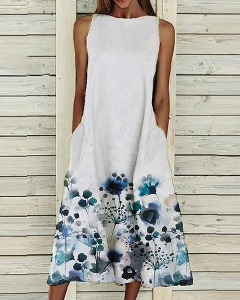 Alexandra Women's Summer Dress – Lightweight & Elegant Midi Floral Dress for Sunny Days