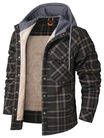 Kyle Veste Homme à Carreaux – Chaude, Élégante avec Capuche Ajustable & Doublure Confortable