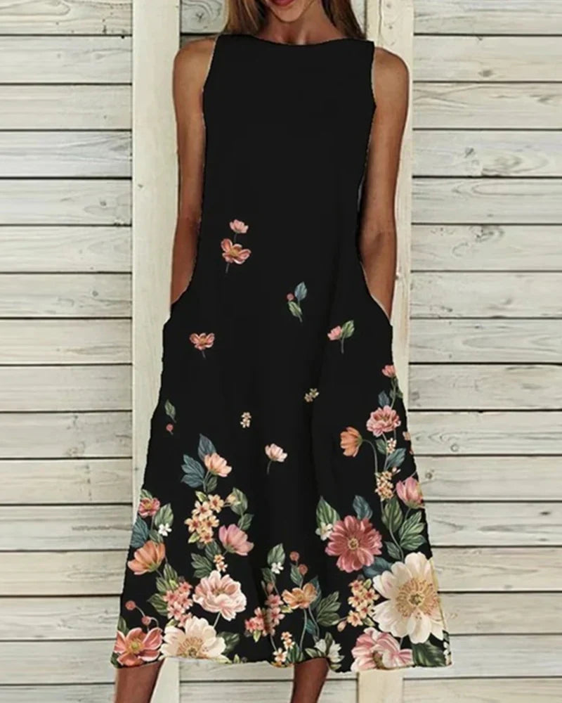 Alexandra Women's Summer Dress – Lightweight & Elegant Midi Floral Dress for Sunny Days