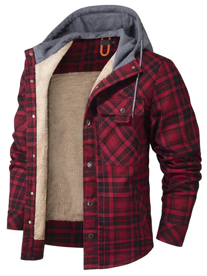 Kyle Veste Homme à Carreaux – Chaude, Élégante avec Capuche Ajustable & Doublure Confortable