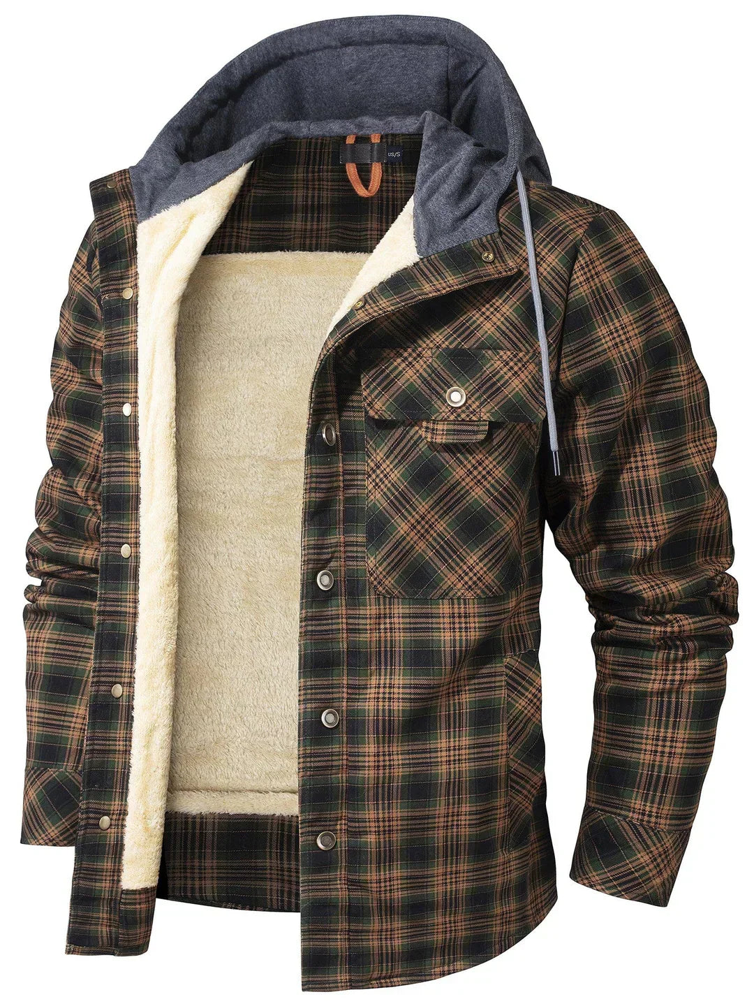 Kyle Veste Homme à Carreaux – Chaude, Élégante avec Capuche Ajustable & Doublure Confortable