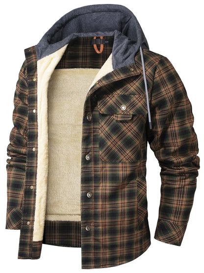 Kyle Veste Homme à Carreaux – Chaude, Élégante avec Capuche Ajustable & Doublure Confortable