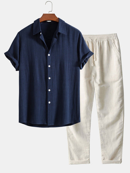 Richard Summer Outfit for Men – Breathable Linen Look with Short Sleeves & Comfortable Pants