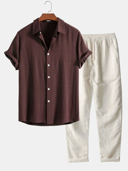 Richard Summer Outfit for Men – Breathable Linen Look with Short Sleeves & Comfortable Pants