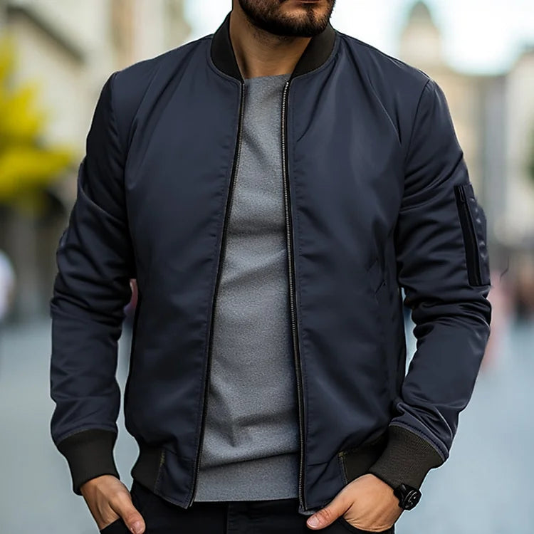 Linus Bomber Jacket for Men – Lightweight Autumn Streetwear with Stand-Up Collar