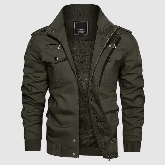 Aiden Men's Aviator Jacket – Warm Pilot Jacket with Fleece Lining & High Collar