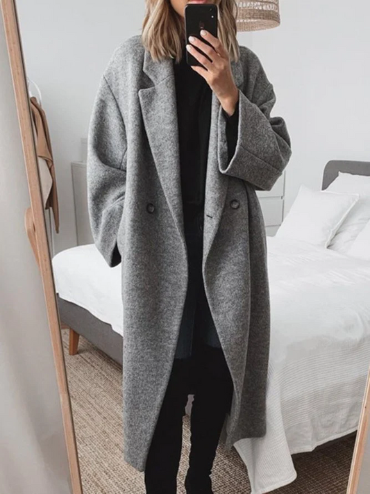 Celia Manteau Femme – Long en Laine Mélangée, Coupe Oversize Élégante & Moderne