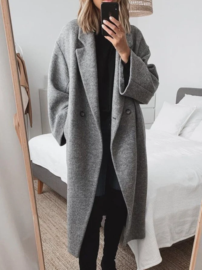 Celia Women's Coat – Long Mixed Wool, Elegant & Modern Oversized Fit