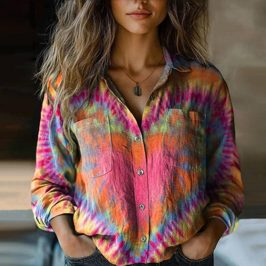 Vanya Women's Blouse – Vintage Chic Blouse with Colorful Print and Comfortable Loose Fit