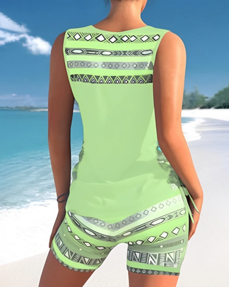 Bienna Tankini for Women – Geometric Design with Full Coverage & Comfortable Fit