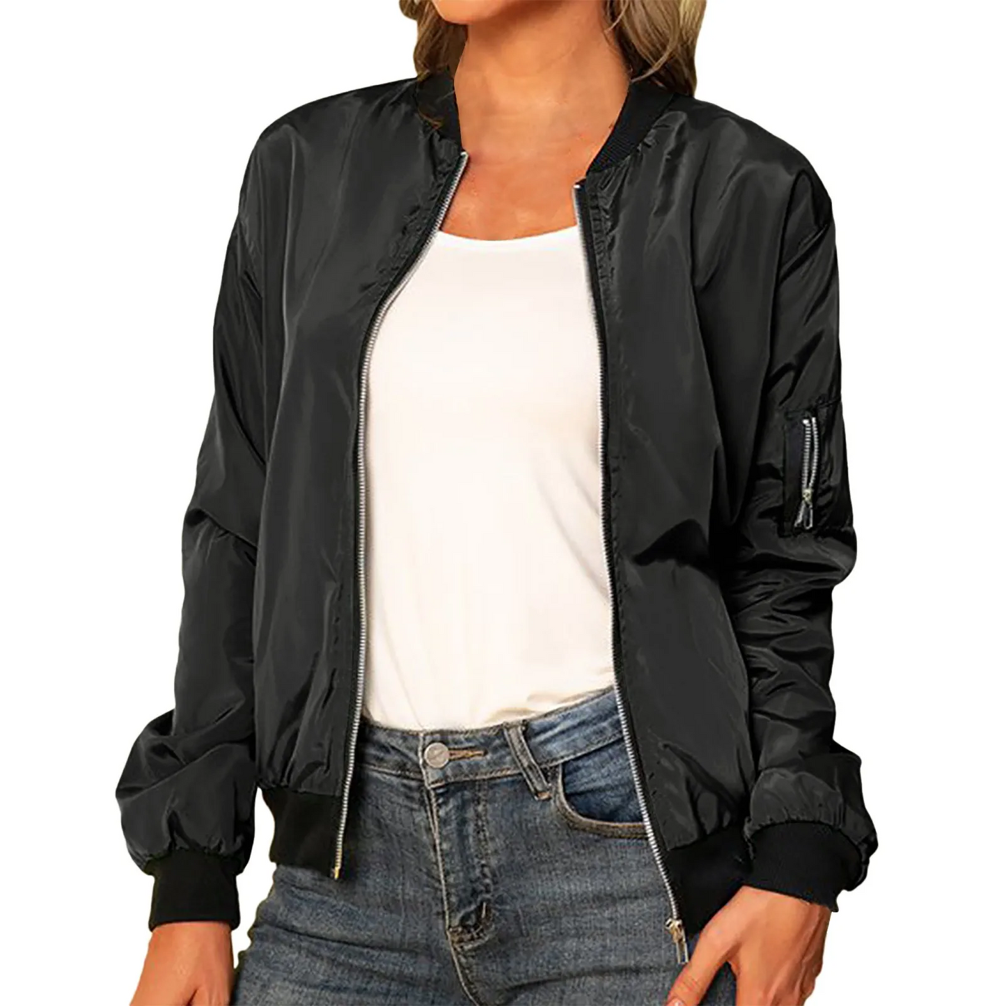 Ailany Blouson Bomber Femme – Veste Légère avec Fermeture Éclair & Style Moderne