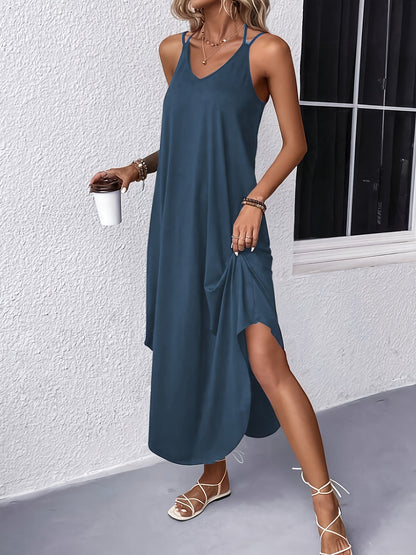 Harley Robe Cami Femme – Robe Légère d’Été à Bretelles, Coupe Ample & Col en V Respirant