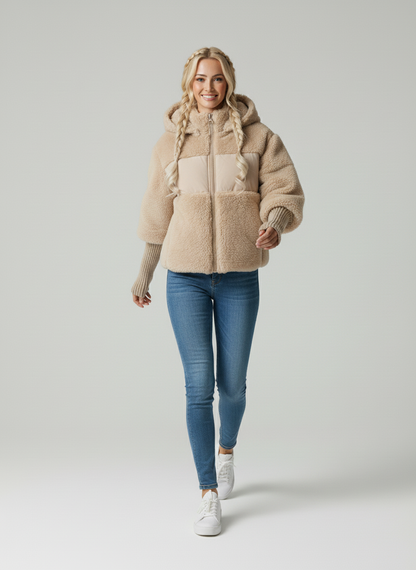 Camila Women's Winter Puffer Jacket – Warm Quilted Coat with Knit Cuffs & Elegant Collar