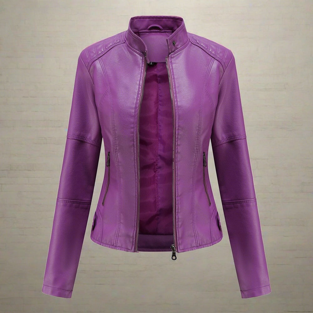 Diana Veste Femme en Cuir – Élégante Coupe Régulière avec Poches Zippées & Fermeture Éclair
