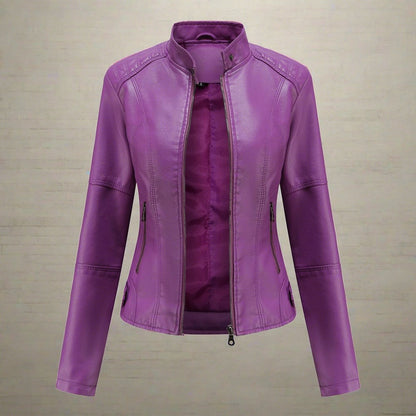 Diana Veste Femme en Cuir – Élégante Coupe Régulière avec Poches Zippées & Fermeture Éclair