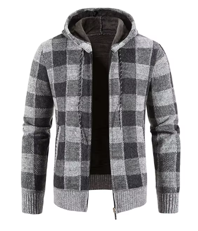 Ernest Sweat à Capuche Homme – Veste à Carreaux Chaude & Stylée avec Doublure Douce