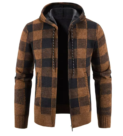 Ernest Sweat à Capuche Homme – Veste à Carreaux Chaude & Stylée avec Doublure Douce