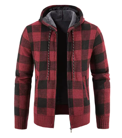 Ernest Sweat à Capuche Homme – Veste à Carreaux Chaude & Stylée avec Doublure Douce