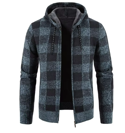 Ernest Sweat à Capuche Homme – Veste à Carreaux Chaude & Stylée avec Doublure Douce