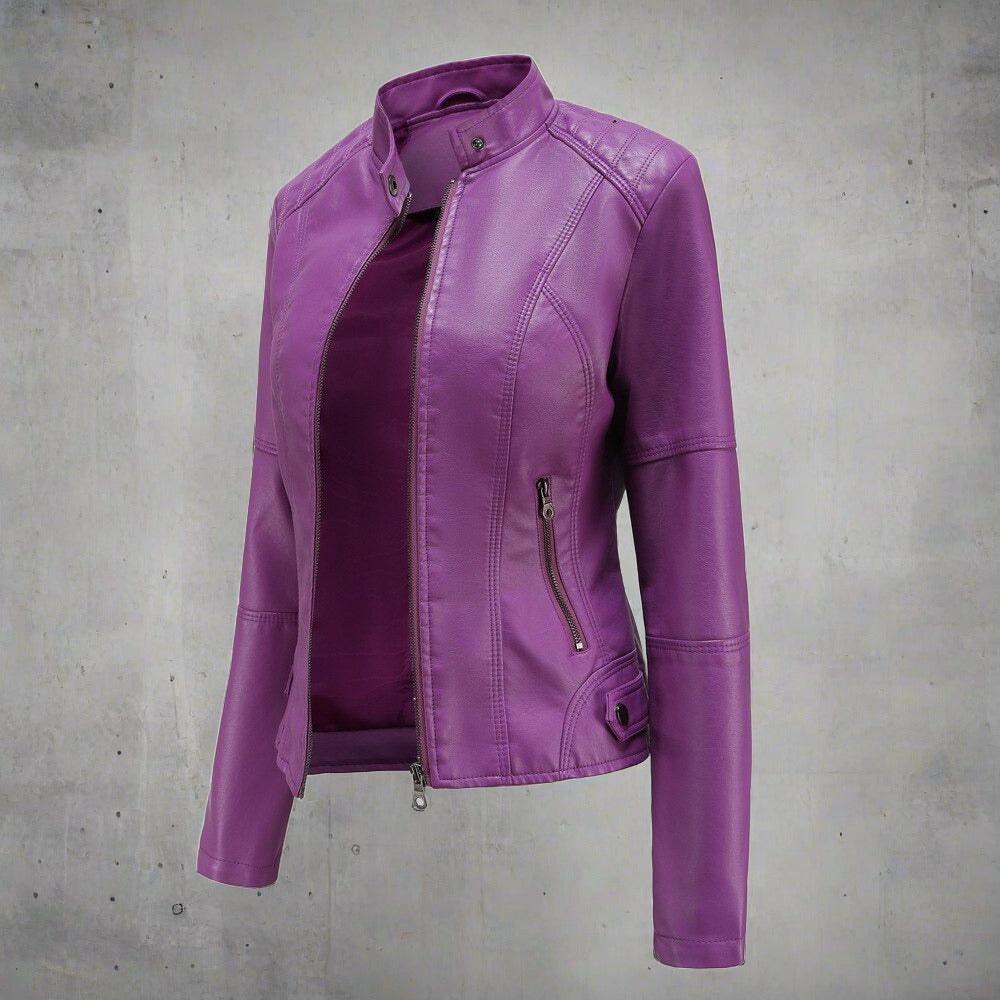 Diana Veste Femme en Cuir – Élégante Coupe Régulière avec Poches Zippées & Fermeture Éclair