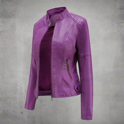 Diana Veste Femme en Cuir – Élégante Coupe Régulière avec Poches Zippées & Fermeture Éclair