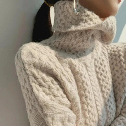 Camille Pull Cachemire Femme – Col Roulé Doux, Luxe 100% Cachemire & Style Élégant