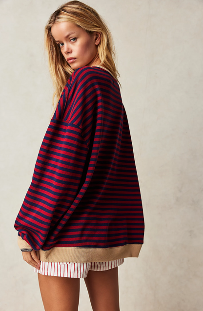 Mare Pull Femme Oversize – Sweat Rayé Confortable & Casual au Style Moderne